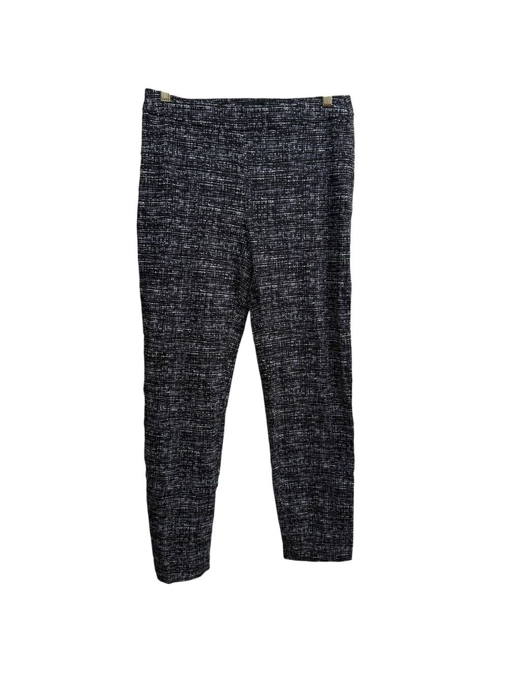Ellen Tracy Women’s Pants M Black White Abstract Print Ankle Pull On‎ Stretch